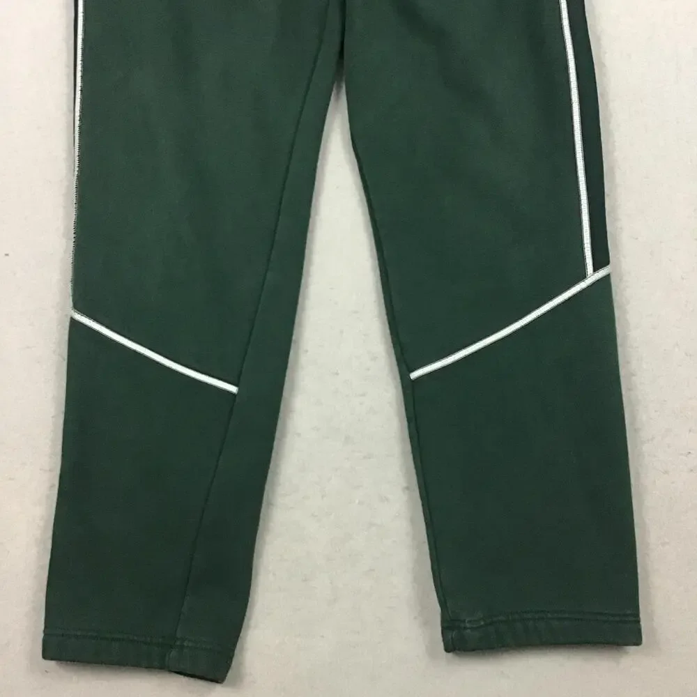 Adidas Pants Men XL Green Track Pants Fleece Lined Side Stripe Slim XL